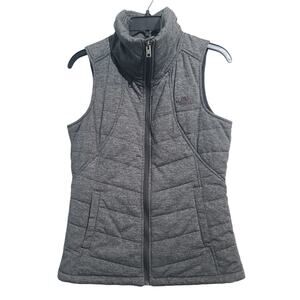 The North Face Pseudio Quilted Puffer Vest Small Black Micro Stripe Full Zip